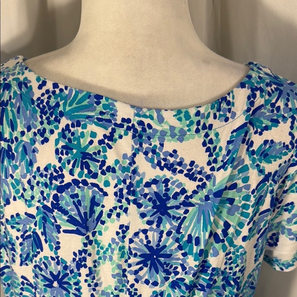 Lilly Pulitzer Blue and White Floral Dress Size Large - Picture 6 of 8
